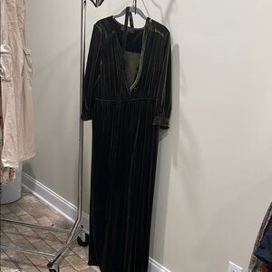 Fat Face Green Plunge Bishop Sleeve Jumpsuit